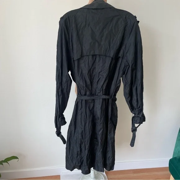 Jean Paul Gaultier 2 Squared Vintage Black Double Breasted Crinkle Trench Coat M - Picture 2 of 12